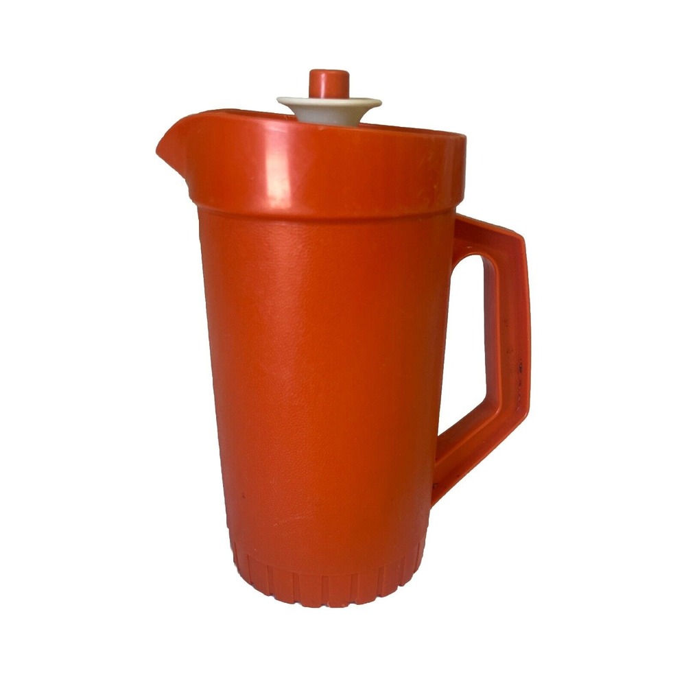 Vintage Tupperware Toys Tuppertoys Mini Pitcher 1399 5" Orange‎ Push Button Lid